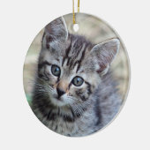 Niedlich Tabby Kitten Foto Keramik Ornament (Links)