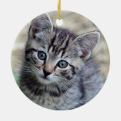 Niedlich Tabby Kitten Foto Keramik Ornament (Hinten)