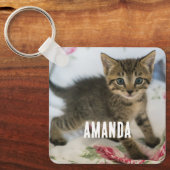 Niedlich Tabby Kitten sieht überraschend aus Schlüsselanhänger (Vorderseite)