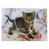 Niedlich Tabby Kitten sieht überraschend Geburtsta Große Geschenktüte (Rückseite)