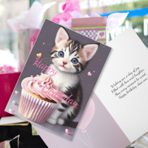 Niedlich Tabby Kitten Sweet Cupcake Geburtstag Gru
