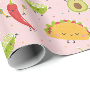 Niedlich Tacos Avocado Chili Limones Party Rosa Geschenkpapier