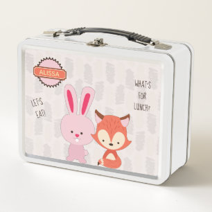 Niedlich Talking Fox and Bunny ID457 Metall Lunch Box