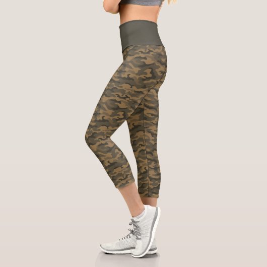 Niedlich Tan Brown Camouflage Camouflage Capri Leggings (Links)