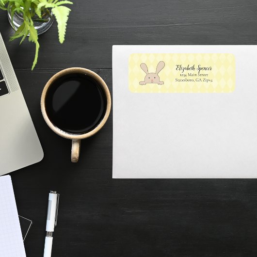 Niedlich Tan Bunny Rabbit Rücksendeadresse Gelbe R