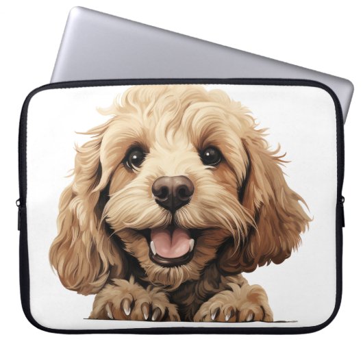 NIEDLICH TAN COCKAPOO PUPPY HUND LAPTOPSCHUTZHÜLLE (Vorderseite)