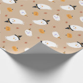 Niedlich Tan Ghost und Pumpkin Geschenkpapier (Ecke)