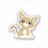 Niedlich Tan Kitty Custom-Cut Vinyl Sticker (Vorderseite)