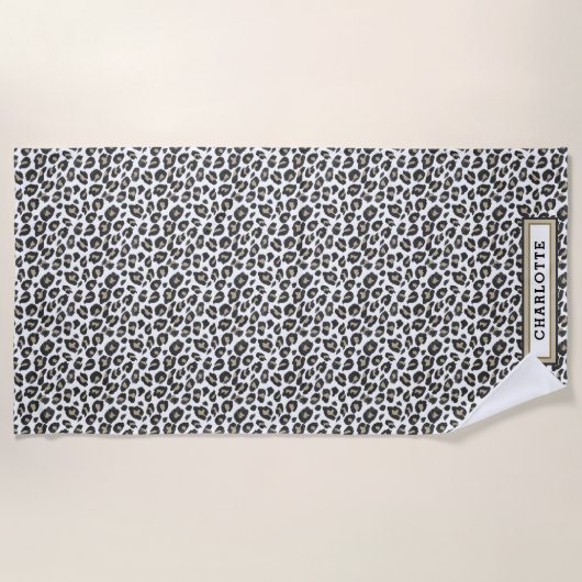 Niedlich Tan Leopard Print Beach Handtuch (Vorderseite)