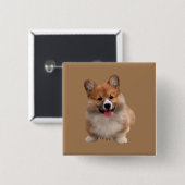 Niedlich Tan Welsh Corgi Square Button (Vorne & Hinten)
