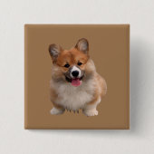 Niedlich Tan Welsh Corgi Square Button (Vorderseite)