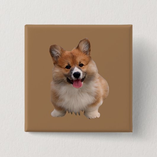 Niedlich Tan Welsh Corgi Square Button (Vorderseite)