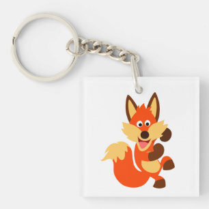 Niedlich Tanzend Cartoon Fox Acryllic Schlüsselanh Schlüsselanhänger