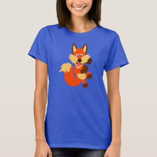 Niedlich Tanzend Cartoon Fox Women T - Shirt