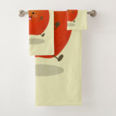 Niedlich tanzende Apfel-Cartoon-Abbildung Badhandtuch Set (Insitu)