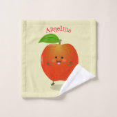 Niedlich tanzende Apfel-Cartoon-Abbildung Badhandtuch Set (Waschlappen)