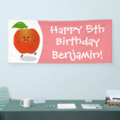 Niedlich tanzende Apfel-Cartoon-Abbildung Banner (Messe)