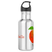 Niedlich tanzende Apfel-Cartoon-Abbildung Edelstahlflasche (Vorderseite)