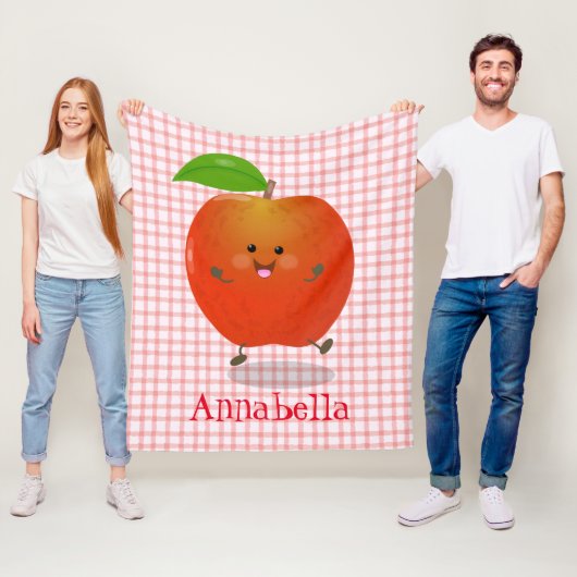 Niedlich tanzende Apfel-Cartoon-Abbildung Fleecedecke (Beispiel)