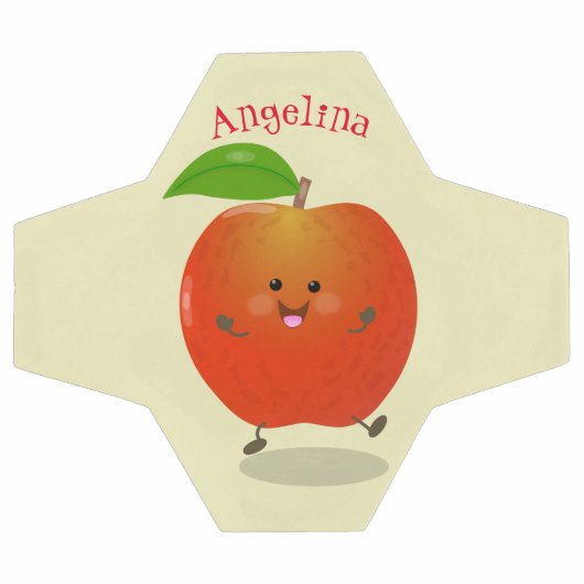 Niedlich tanzende Apfel-Cartoon-Abbildung Fußball (Flach)