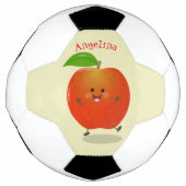 Niedlich tanzende Apfel-Cartoon-Abbildung Fußball (Vorderseite)