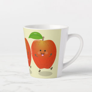 Niedlich tanzende Apfel-Cartoon-Abbildung Milchtasse
