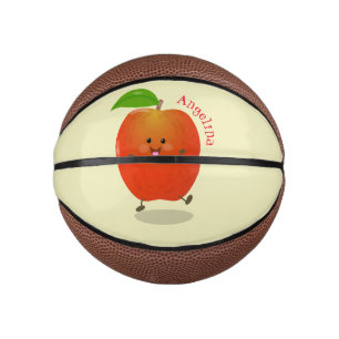 Niedlich tanzende Apfel-Cartoon-Abbildung Mini Basketball