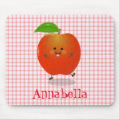 Niedlich tanzende Apfel-Cartoon-Abbildung Mousepad (Vorne)