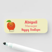 Niedlich tanzende Apfel-Cartoon-Abbildung Namensschild (Beispiel)