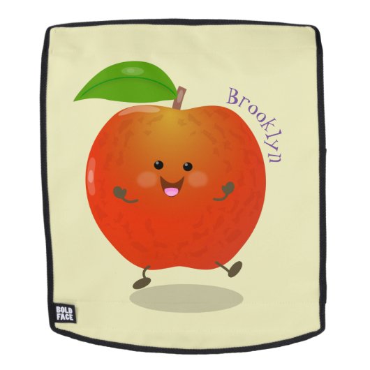 Niedlich tanzende Apfel-Cartoon-Abbildung Rucksack (Abnehmbare Front)