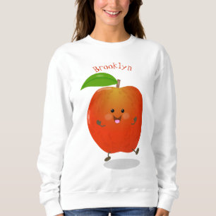 Niedlich tanzende Apfel-Cartoon-Abbildung Sweatshirt