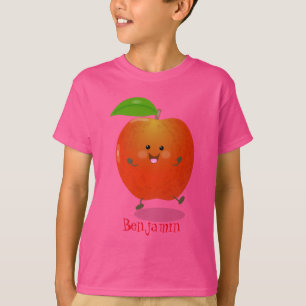 Niedlich tanzende Apfel-Cartoon-Abbildung T-Shirt