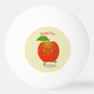 Niedlich tanzende Apfel-Cartoon-Abbildung Tischtennisball