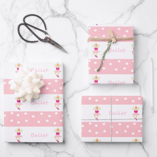 Niedlich tanzende Ballerinas Geschenkpapier Set (Vorderseite)
