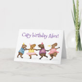 Niedlich tanzende Capybaras personalisierte Geburt Karte (Vorderseite)