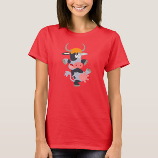 Niedlich Tanzende Cartoon Kuh T - Shirt