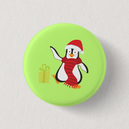 Niedlich Tanzende Cartoon Pinguin mit Red Hat und  Button
