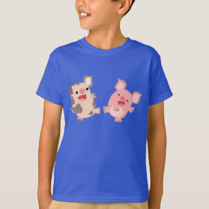 Niedlich Tanzende Cartoon Schweine Kinder T - Shir T-Shirt