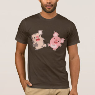 Niedlich Tanzende Cartoon Schweine T - Shirt