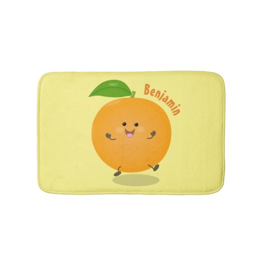 Niedlich tanzende Orangenzitrusfrüchte Badematte (Vorderseite)