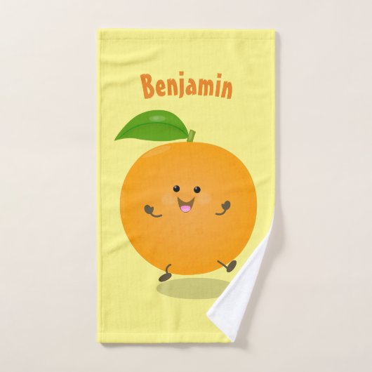 Niedlich tanzende Orangenzitrusfrüchte Badhandtuch Set (Handtuch)