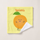 Niedlich tanzende Orangenzitrusfrüchte Badhandtuch Set (Waschlappen)