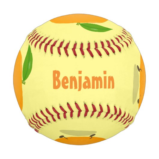 Niedlich tanzende Orangenzitrusfrüchte Baseball (Rückseite)