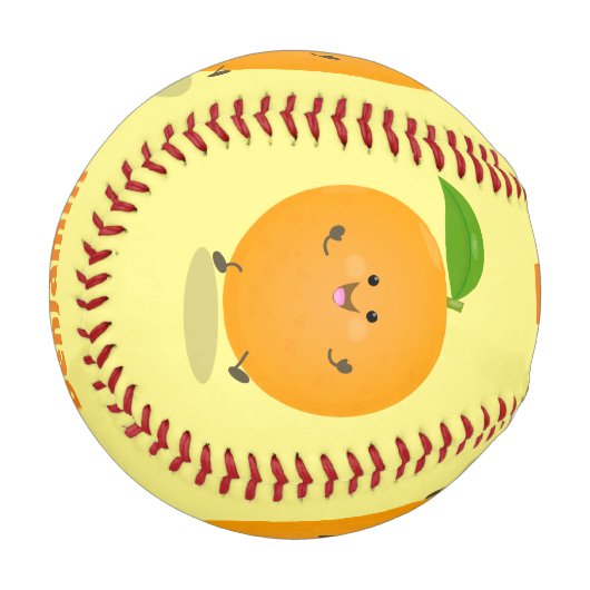 Niedlich tanzende Orangenzitrusfrüchte Baseball (Vorderseite Links)
