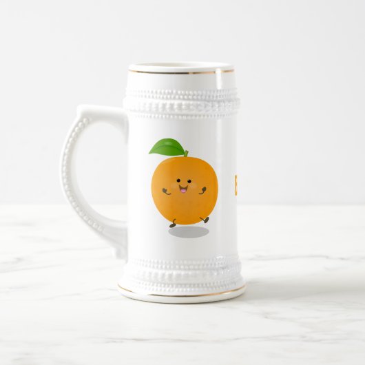 Niedlich tanzende Orangenzitrusfrüchte Bierglas (Links)