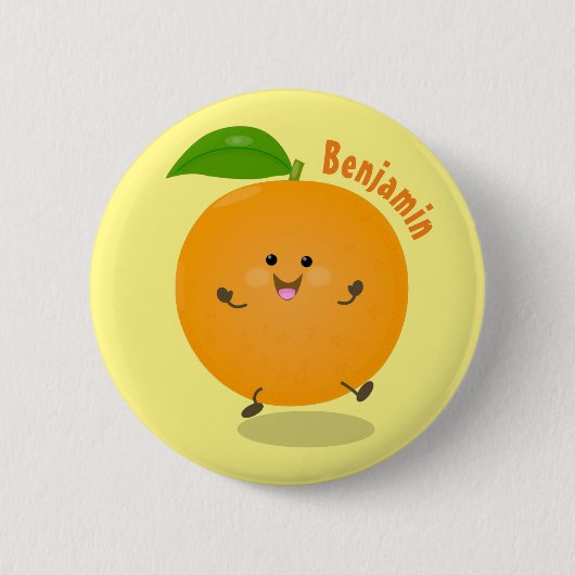 Niedlich tanzende Orangenzitrusfrüchte Button (Vorderseite)