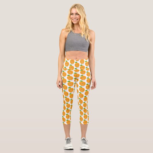 Niedlich tanzende Orangenzitrusfrüchte Capri Leggings (Vorderseite)