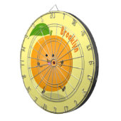 Niedlich tanzende Orangenzitrusfrüchte Dartscheibe (Vorderseite rechts)