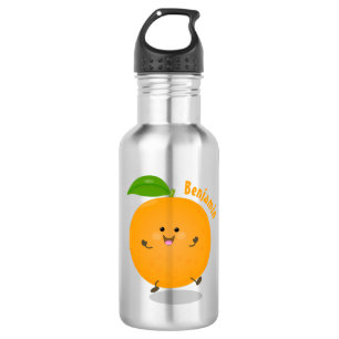 Niedlich tanzende Orangenzitrusfrüchte Edelstahlflasche