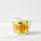 Niedlich tanzende Orangenzitrusfrüchte Espressotasse (Vorderseite Rechts)